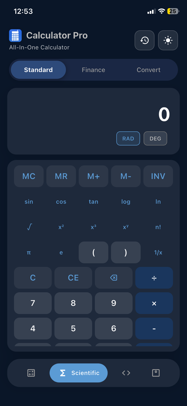Scientific Calculator (Dark Mode)